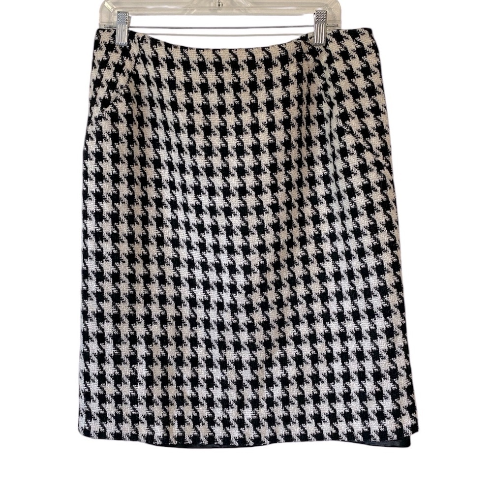 Guillaume wool blend Elegant Houndstooth Pencil Skirt size 14
